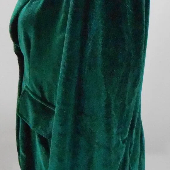 Women's Dark Green Velvet One Button Lapel Collared Blazer Slim Fit Jacket Sz-L? - Picture 5 of 7
